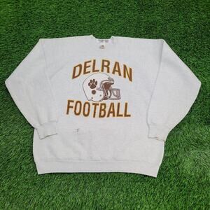Vintage 90s Delran Football Sweatshirt XL 23x25 Gray
